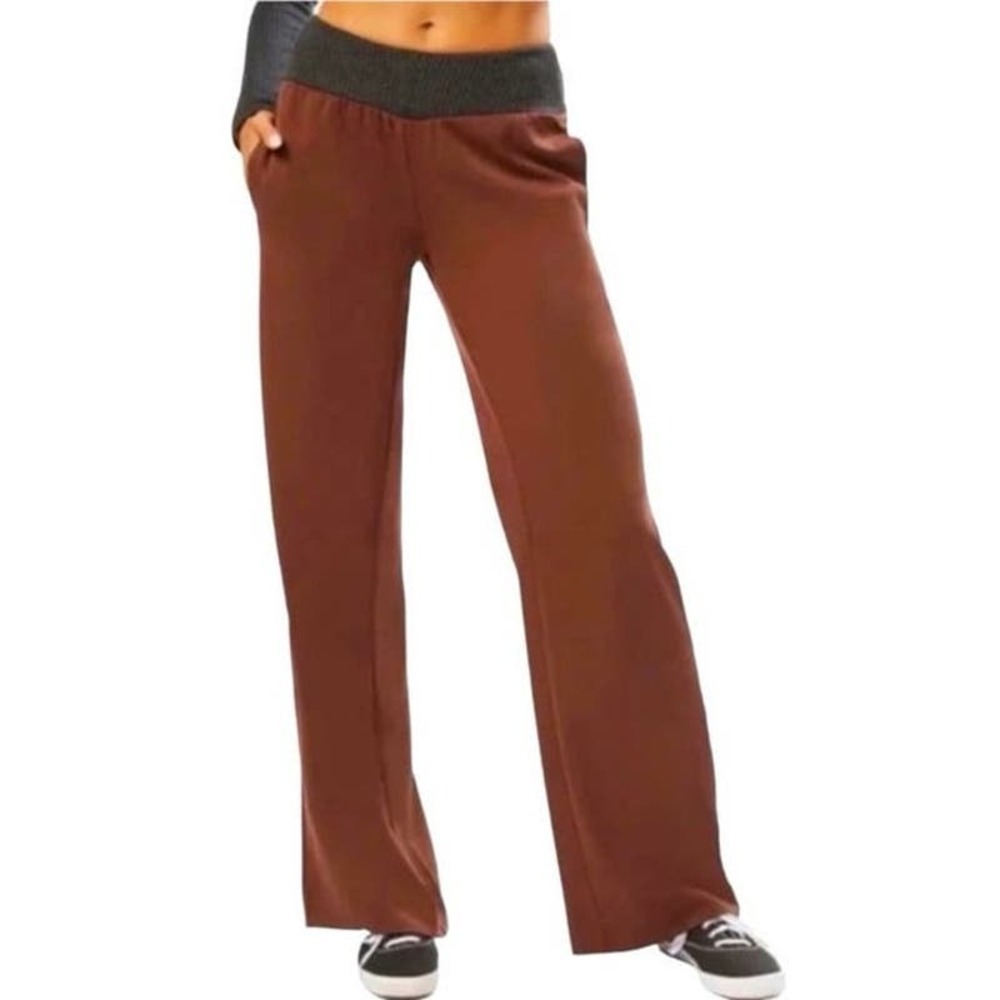 NWT WeWoreWhat REVOLVE Low Rise V-Pant Suiting Twill Ribbed Cacao/Brown - XS